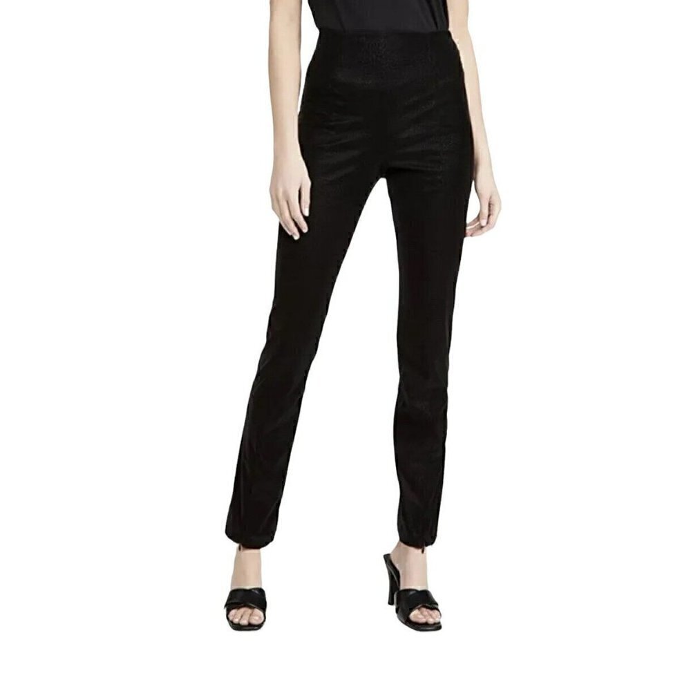 Good American The Croc Exec  Black High Waist Faux Leather Pants Sz 2 26" Waist
